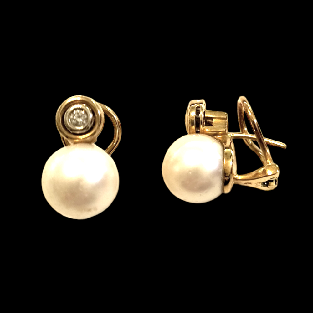 Arrecades or 18 k. Perla/brillant