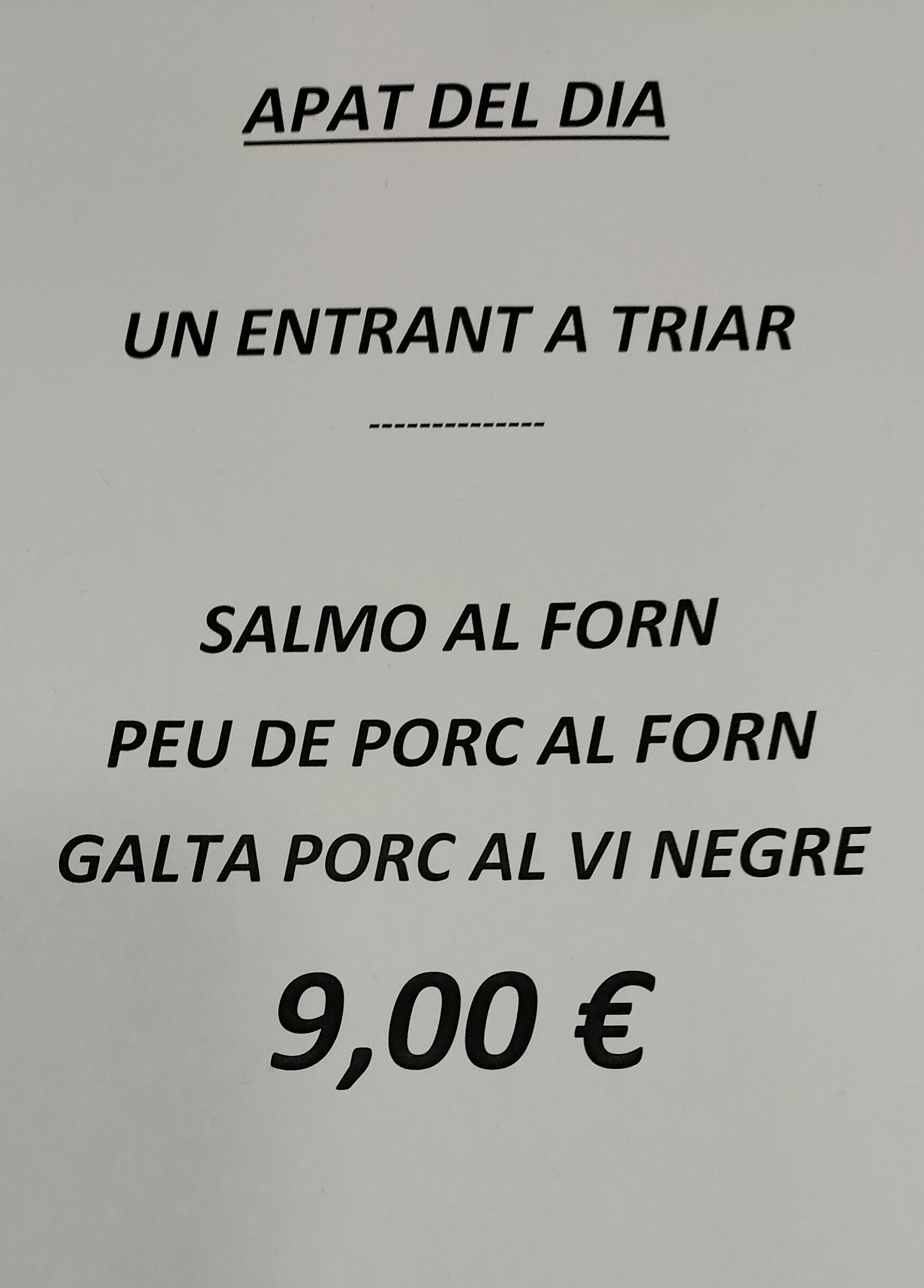 Menú 9 €.